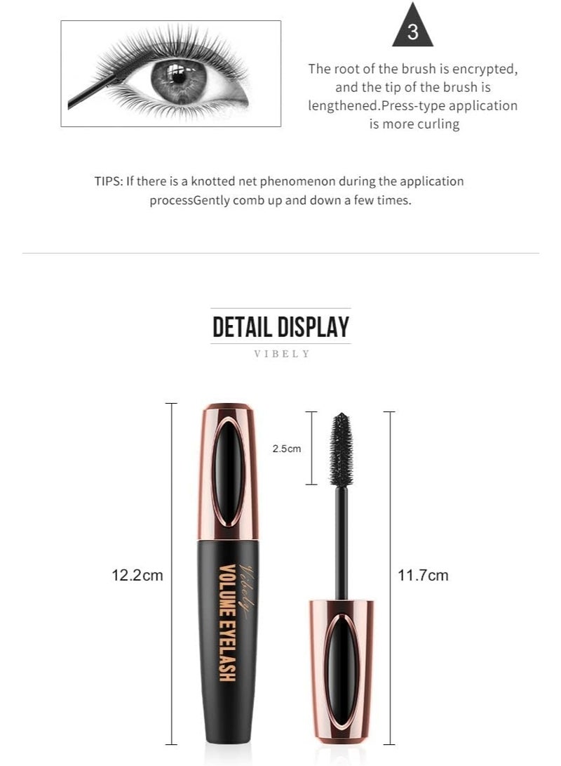 Vibely Waterproof Volume & Length Mascara - False Lash Effect, No Smudging, 4D, Long Lasting Fibre - Image 5